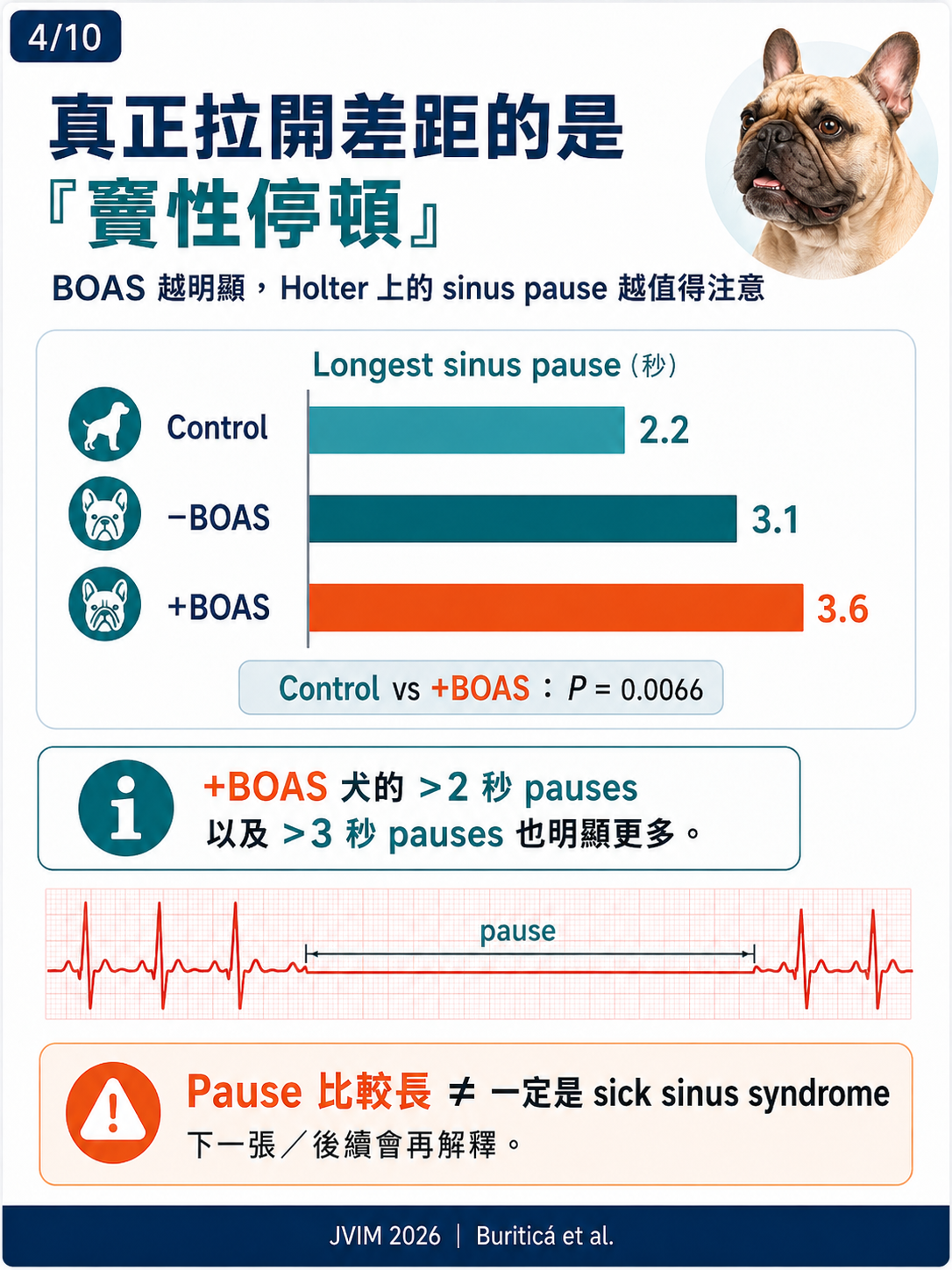 BOAS 與犬隻心率變異性 HRV 圖卡 4：真正拉開差距的是竇性停頓