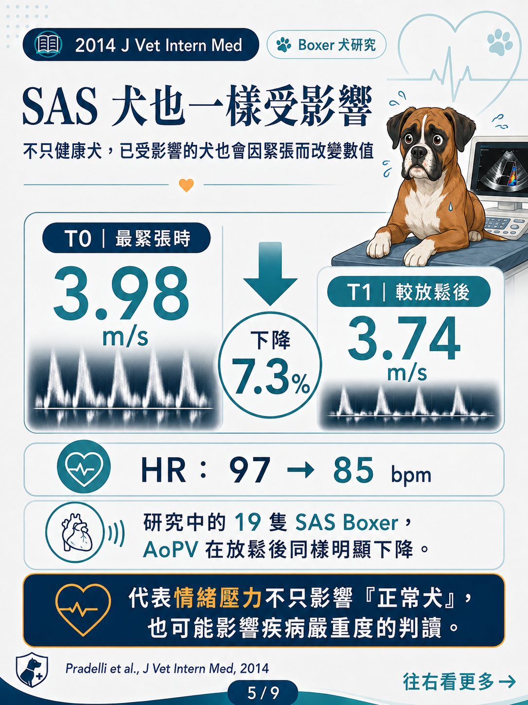 Boxer 犬情緒壓力與 AoPV 圖卡 5：SAS 犬：AoPV 下降 7.3%