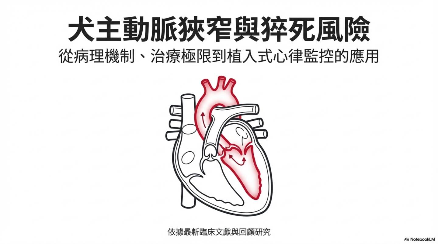橫式圖卡集合封面：犬主動脈狹窄與猝死風險