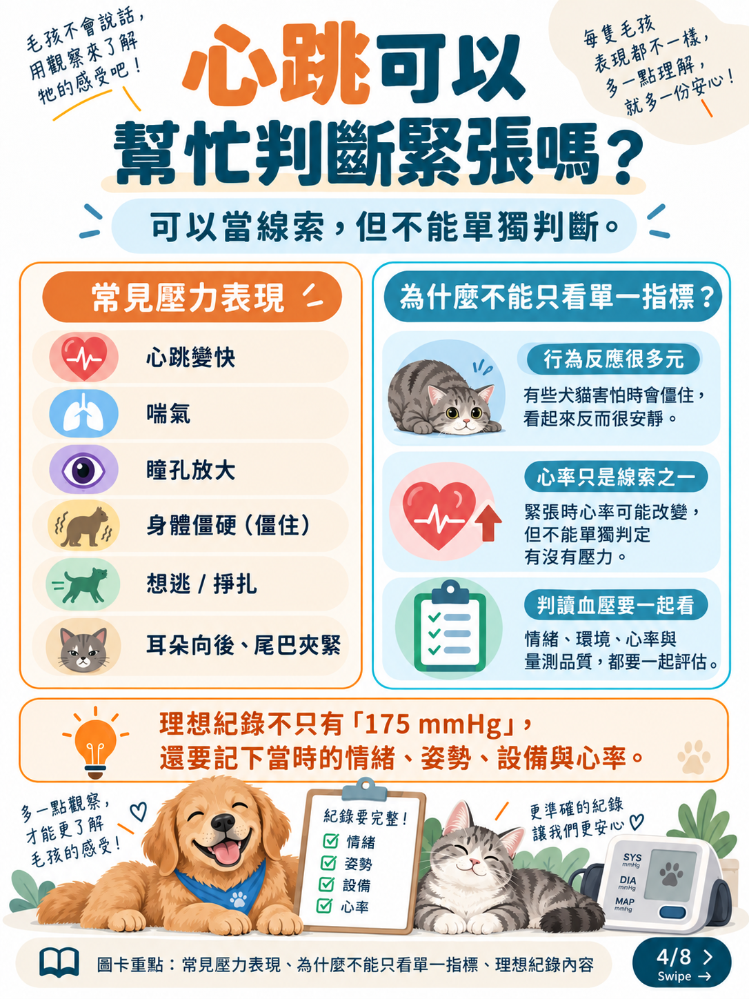 犬貓血壓測量與白袍效應圖卡 4：心跳可以幫忙判斷緊張嗎