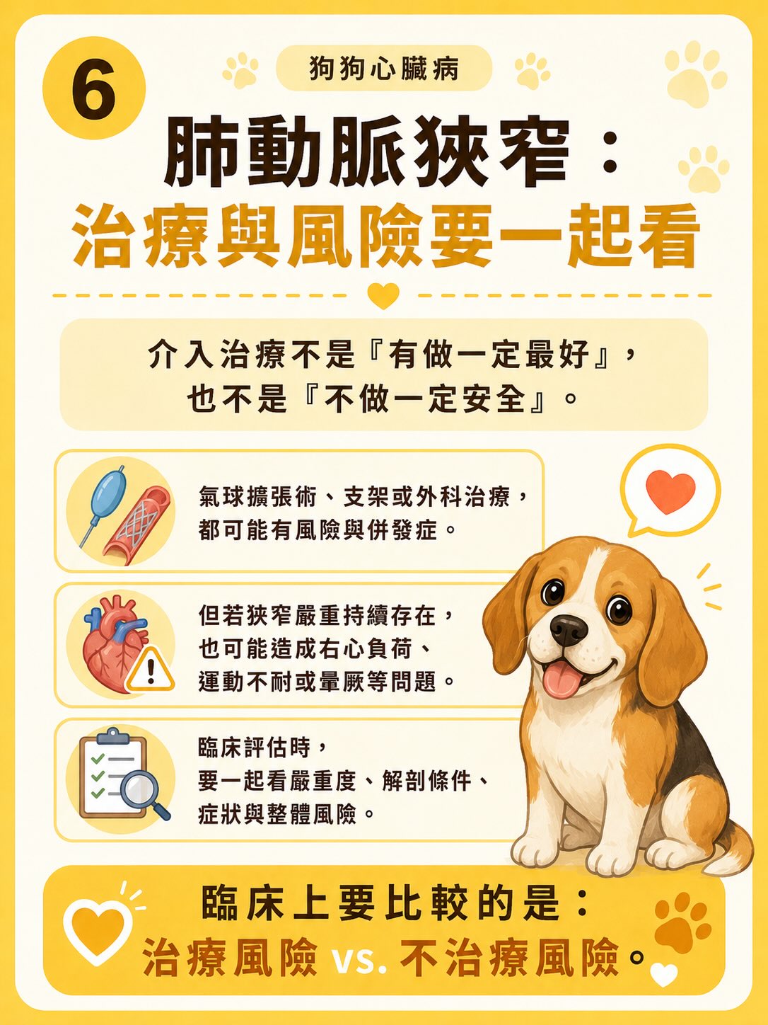 犬心臟病疾病異質性圖卡 6：肺動脈狹窄：治療與風險要一起看