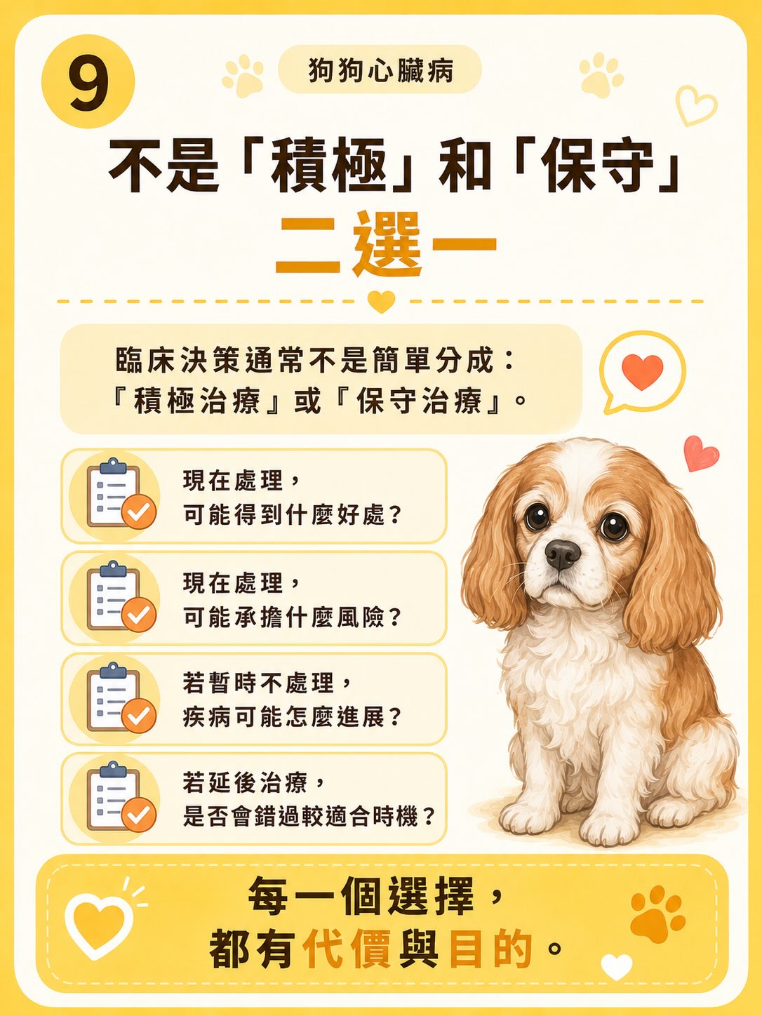犬心臟病疾病異質性圖卡 9：不是「積極」和「保守」二選一