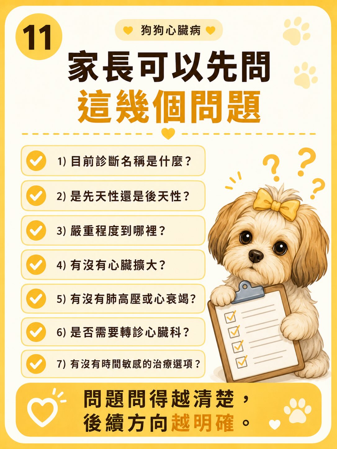 犬心臟病疾病異質性圖卡 11：家長可以先問這幾個問題