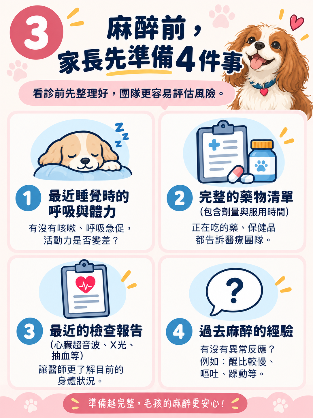 MMVD｜麻醉前評估圖卡 3：麻醉前，家長先準備4件事