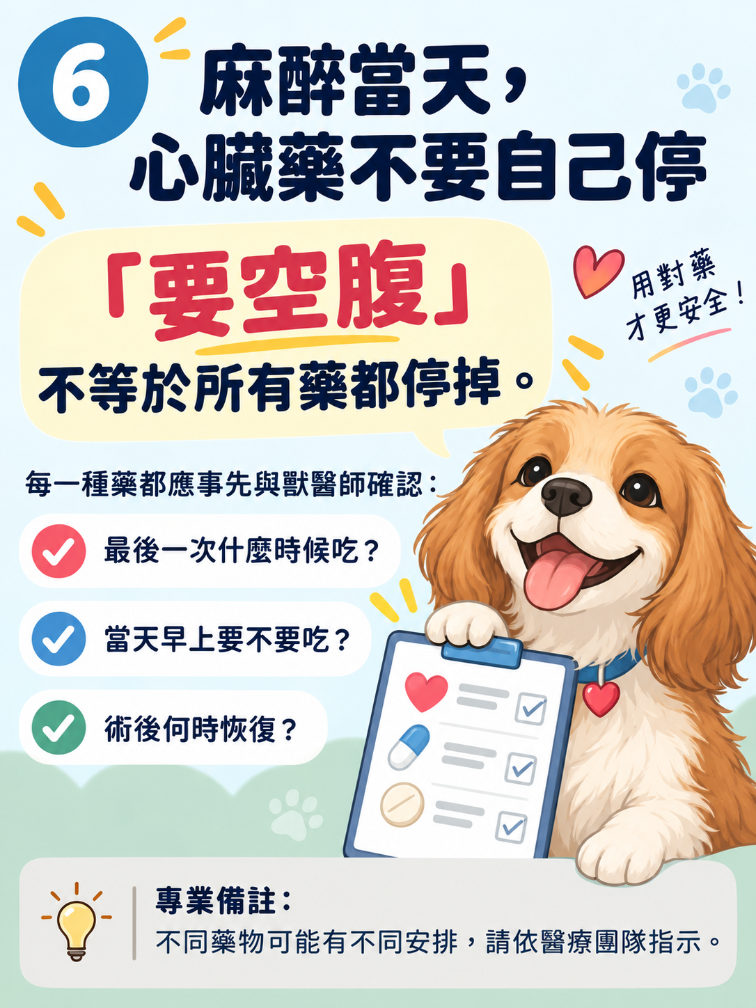 MMVD｜麻醉前評估圖卡 6：麻醉當天，心臟藥不要自己停