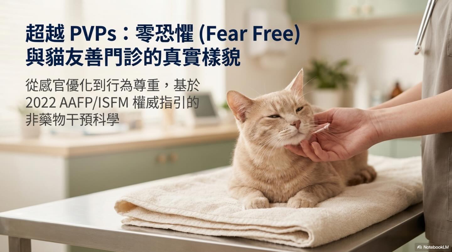 橫式圖卡集合封面：超越 PVPs：Fear Free 與貓友善門診的真實樣貌