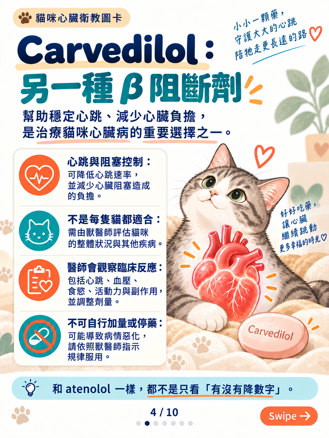 貓心臟用藥｜為什麼處方不一樣？，第 4 張：Carvedilol另一種β阻斷劑