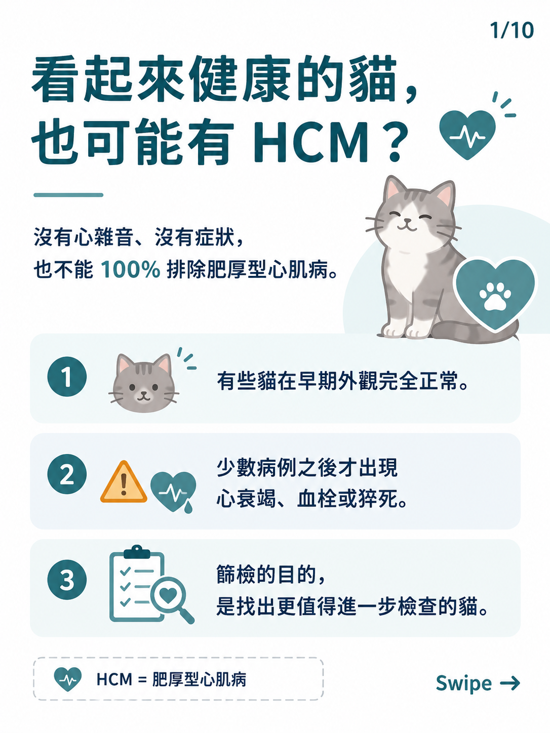 手機直式圖卡集合封面：貓咪 HCM 篩檢