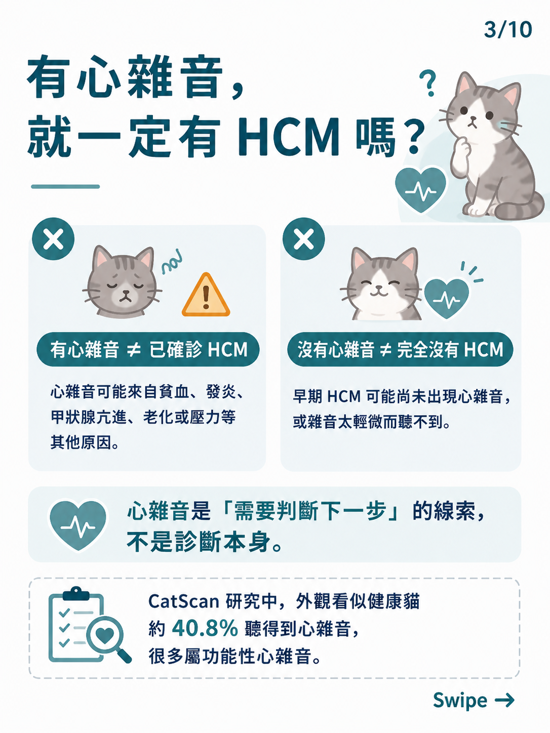 貓咪 HCM 篩檢圖卡 3：有心雜音就一定有 HCM 嗎