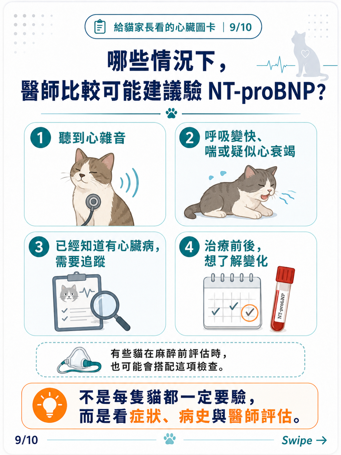 貓咪 NT-proBNP 家長版圖卡 9：哪些情況下醫師比較可能建議驗 NT-proBNP？