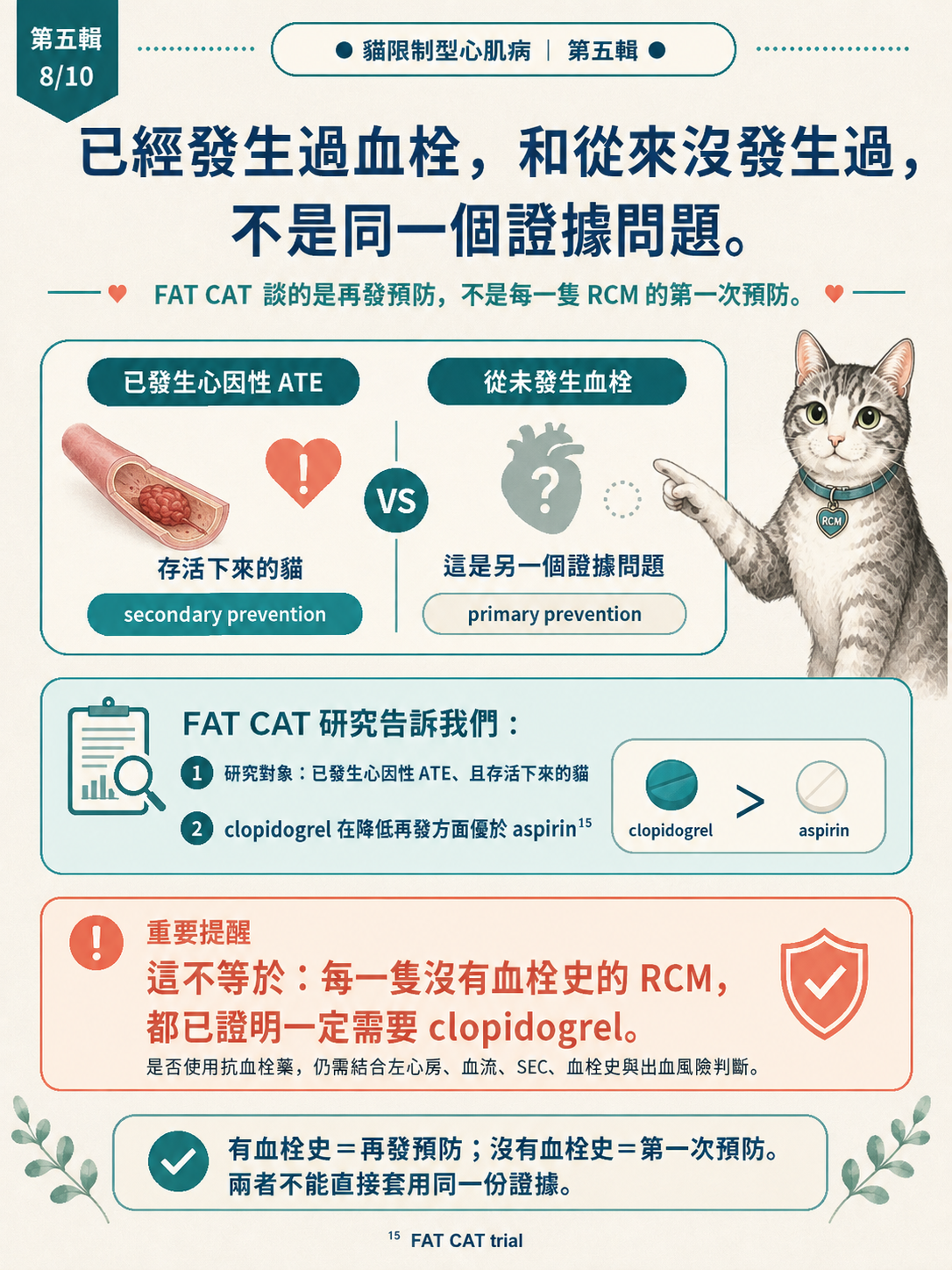 貓 RCM 圖卡 48：第一次預防與再發預防不是同一證據問題