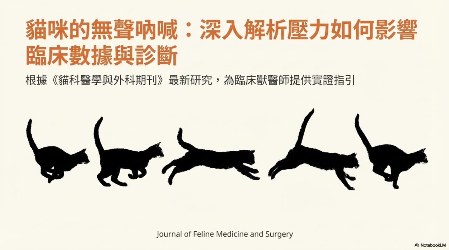 橫式圖卡集合封面：貓咪的無聲吶喊：壓力如何影響臨床數據與診斷
