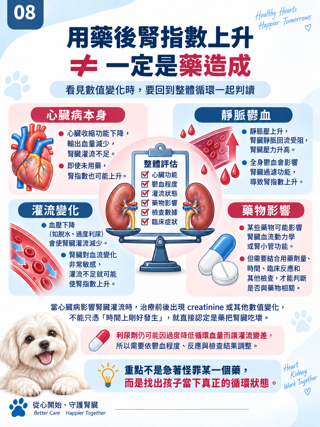 心臟 × 腎臟系列第 8 張：用藥後腎指數上升，不一定是藥造成。