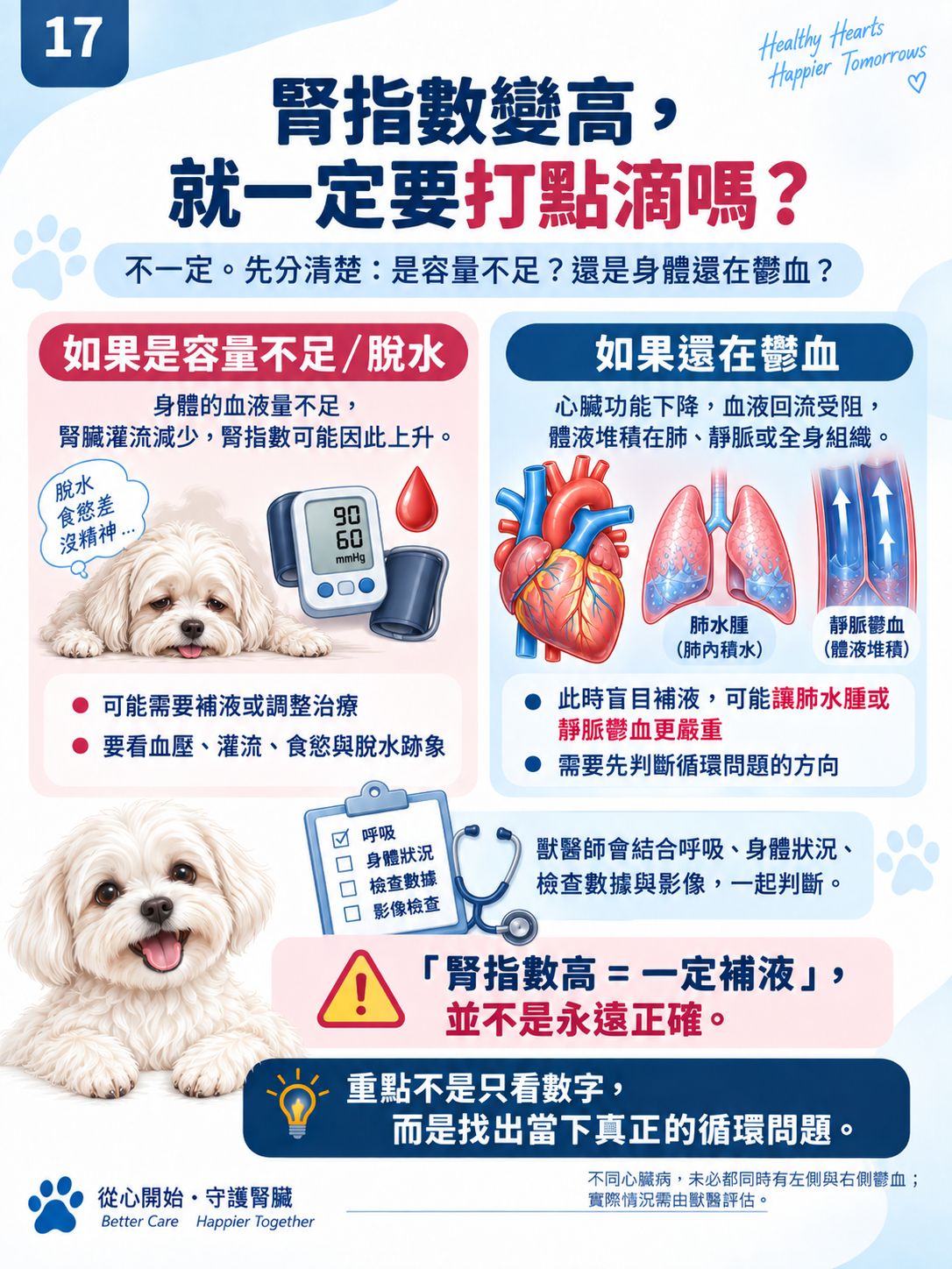 心臟 × 腎臟系列第 17 張：腎指數變高，就一定要打點滴嗎？。