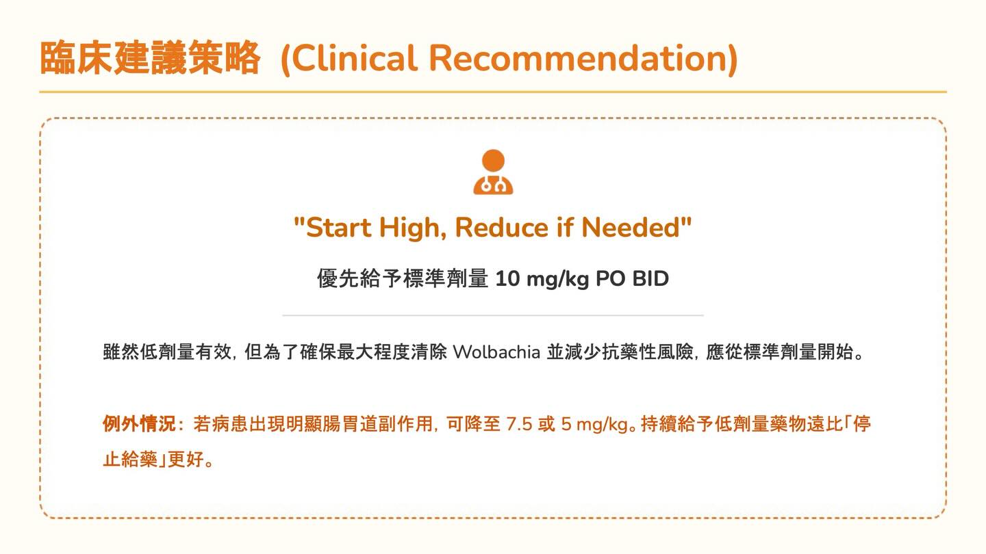 心絲蟲治療新知更新：Doxycycline 使用指引圖卡 5
