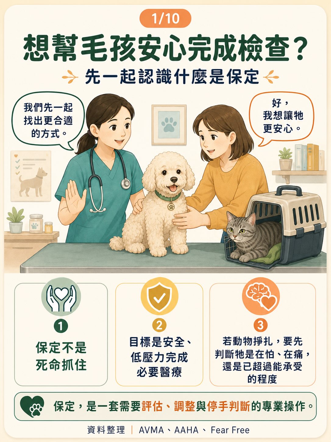 手機直式圖卡集合封面：想幫毛孩安心完成檢查？先一起認識什麼是保定