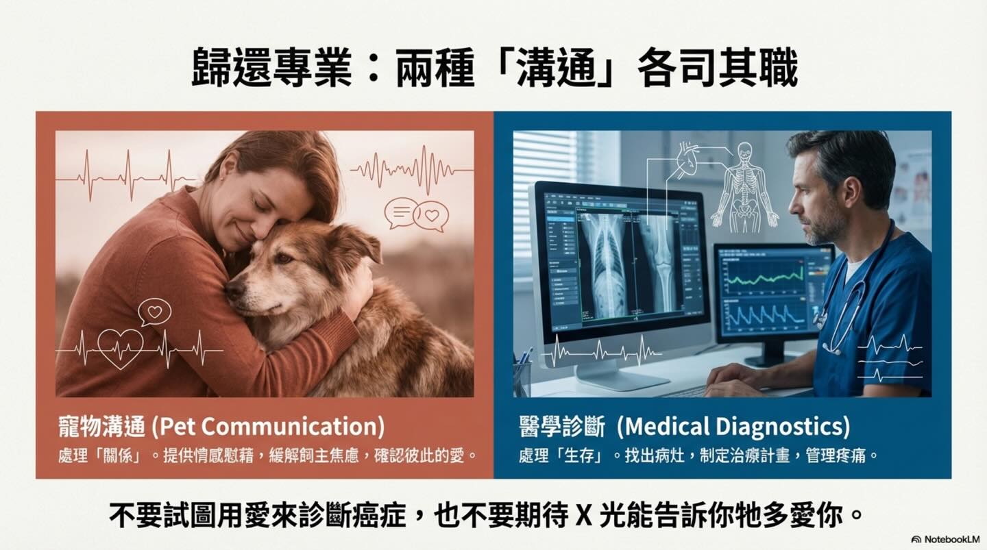 寵物溝通 vs 醫療診斷：內覺、語言與臨床資訊圖卡 14