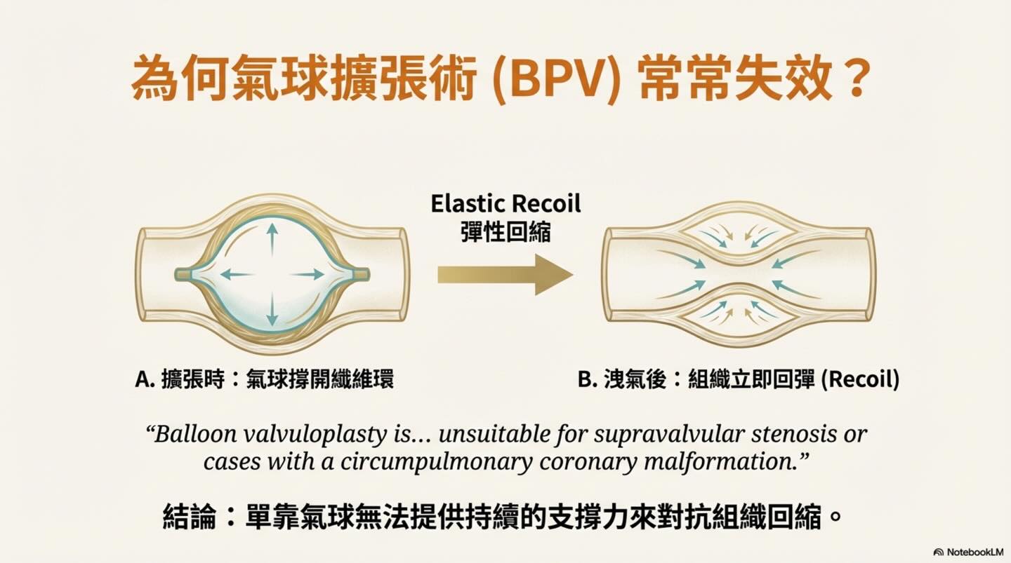 TPSA｜肺動脈瓣支架置放術圖卡 5：為何氣球擴張術（BPV）常常失效？