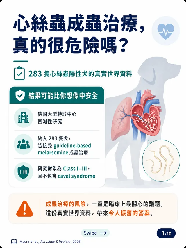 手機圖卡集合封面：犬心絲蟲成蟲治療｜Parasites & Vectors 2026