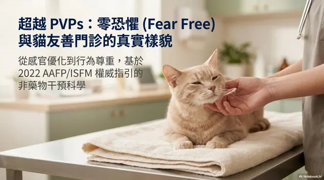 橫式手機圖卡集合封面：超越 PVPs：Fear Free 與貓友善門診的真實樣貌