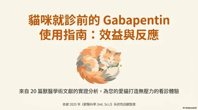 橫式手機圖卡集合封面：貓咪就診前的 Gabapentin 使用指南：效益與反應