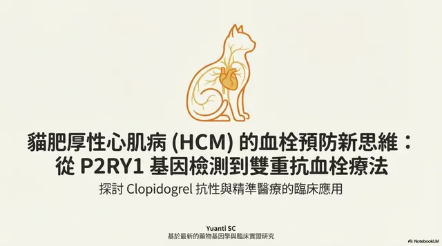 橫式手機圖卡集合封面：貓 HCM 的血栓預防新思維：從 P2RY1 基因檢測到雙重抗血栓療法