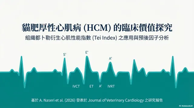 橫式手機圖卡集合封面：貓肥厚性心肌病（HCM）的臨床價值探究：Tei Index 與預後
