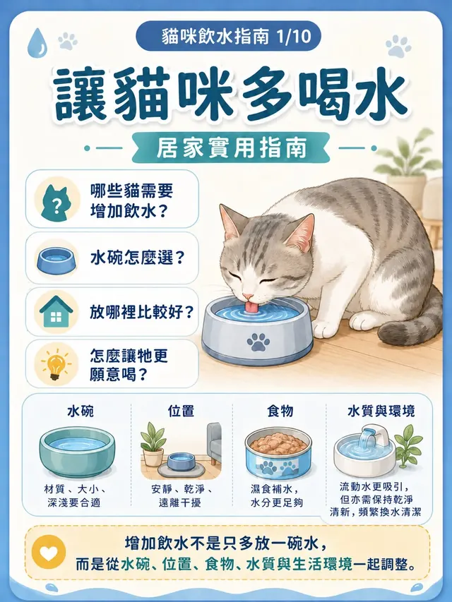 手機圖卡集合封面：讓貓咪多喝水：居家實用指南