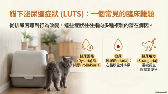 橫式手機圖卡集合封面：貓下泌尿道症狀（LUTS）：一個常見的臨床難題