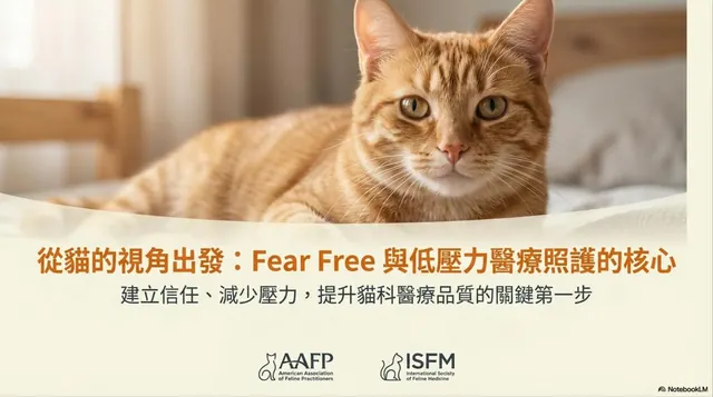 橫式手機圖卡集合封面：從貓的視角出發：Fear Free 與低壓力醫療照護的核心