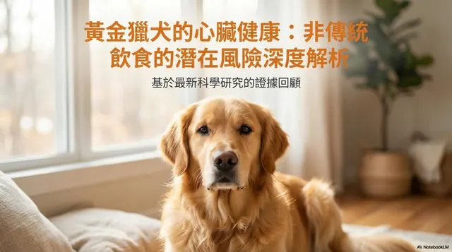 橫式手機圖卡集合封面：黃金獵犬的心臟健康：非傳統飲食的潛在風險