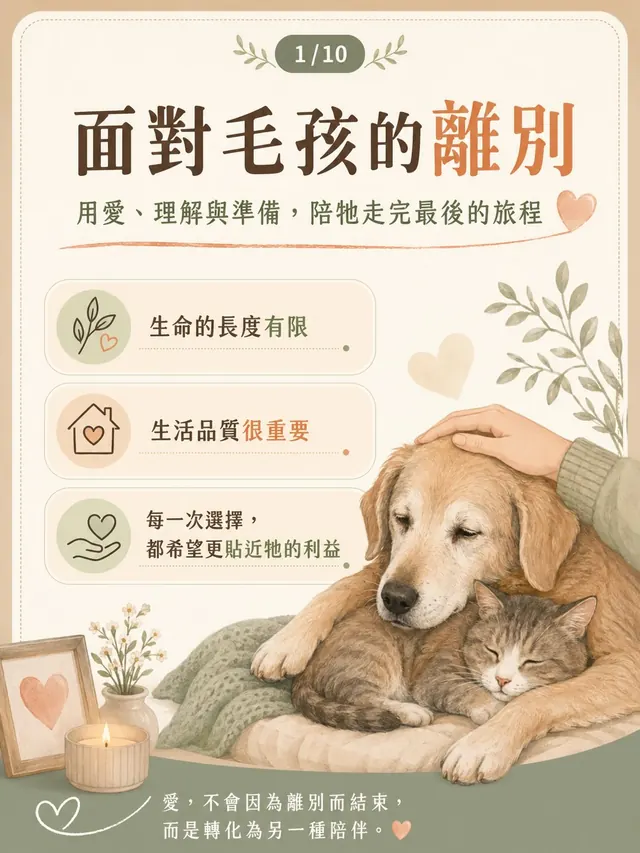 手機圖卡集合封面：面對毛孩的離別：用愛、理解與準備陪牠走完最後旅程