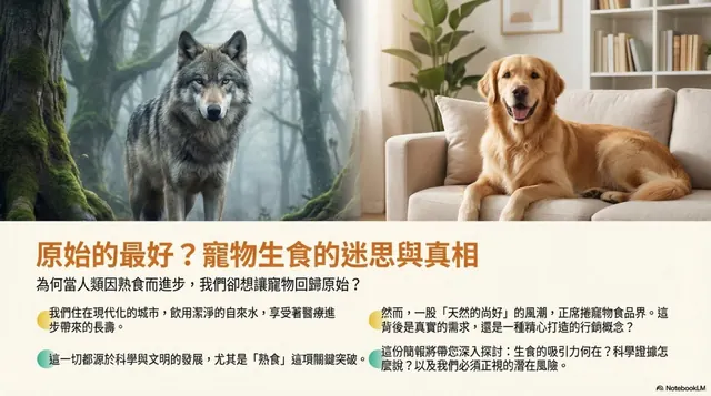 橫式手機圖卡集合封面：原始的最好？寵物生食的迷思與真相