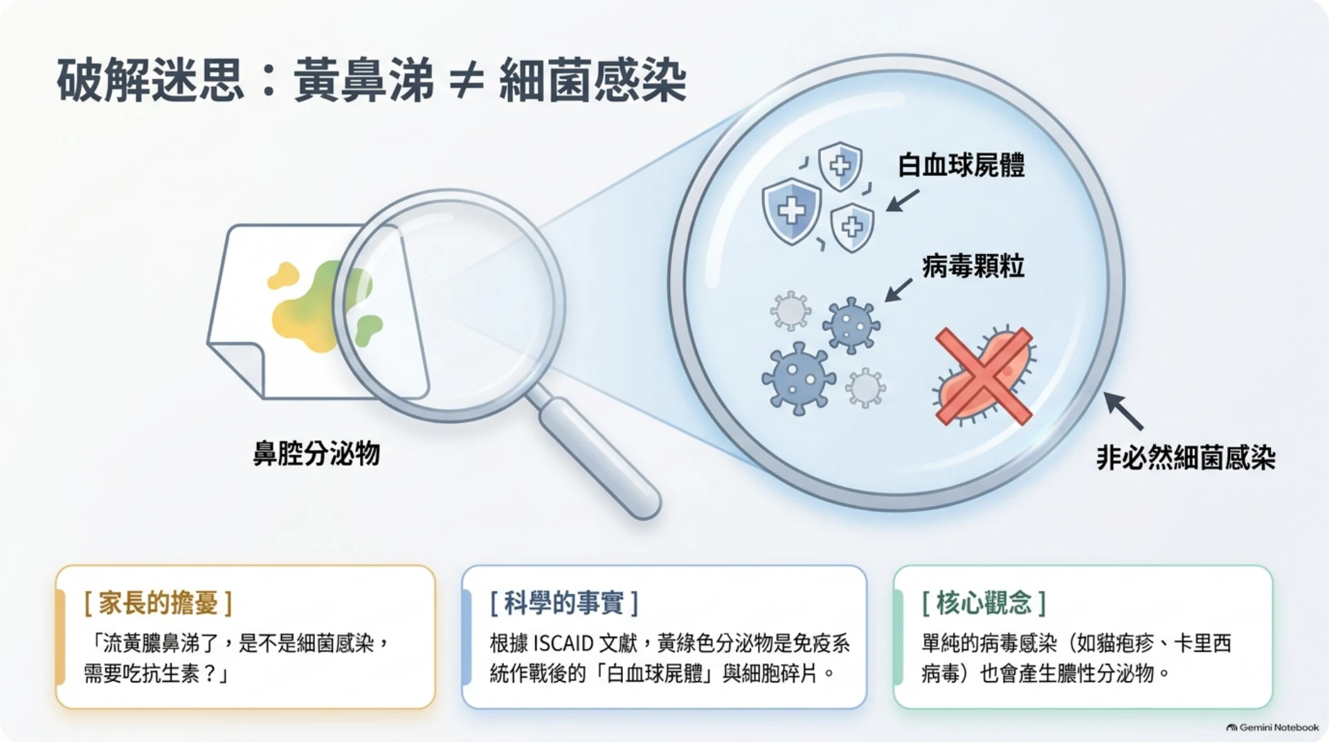犬貓呼吸道感染與抗生素第 2 頁：黃鼻涕不一定代表細菌感染