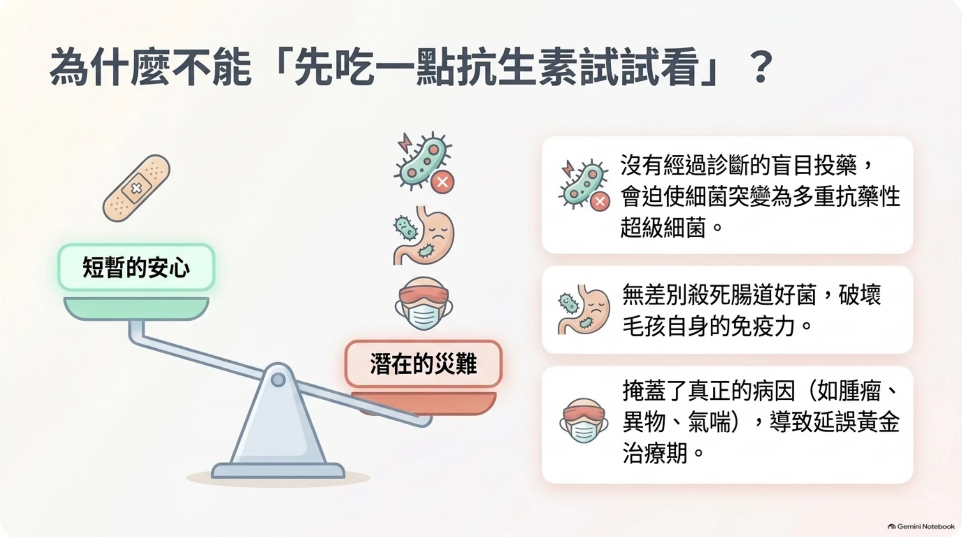 犬貓呼吸道感染與抗生素第 13 頁：盲目試用抗生素的潛在風險