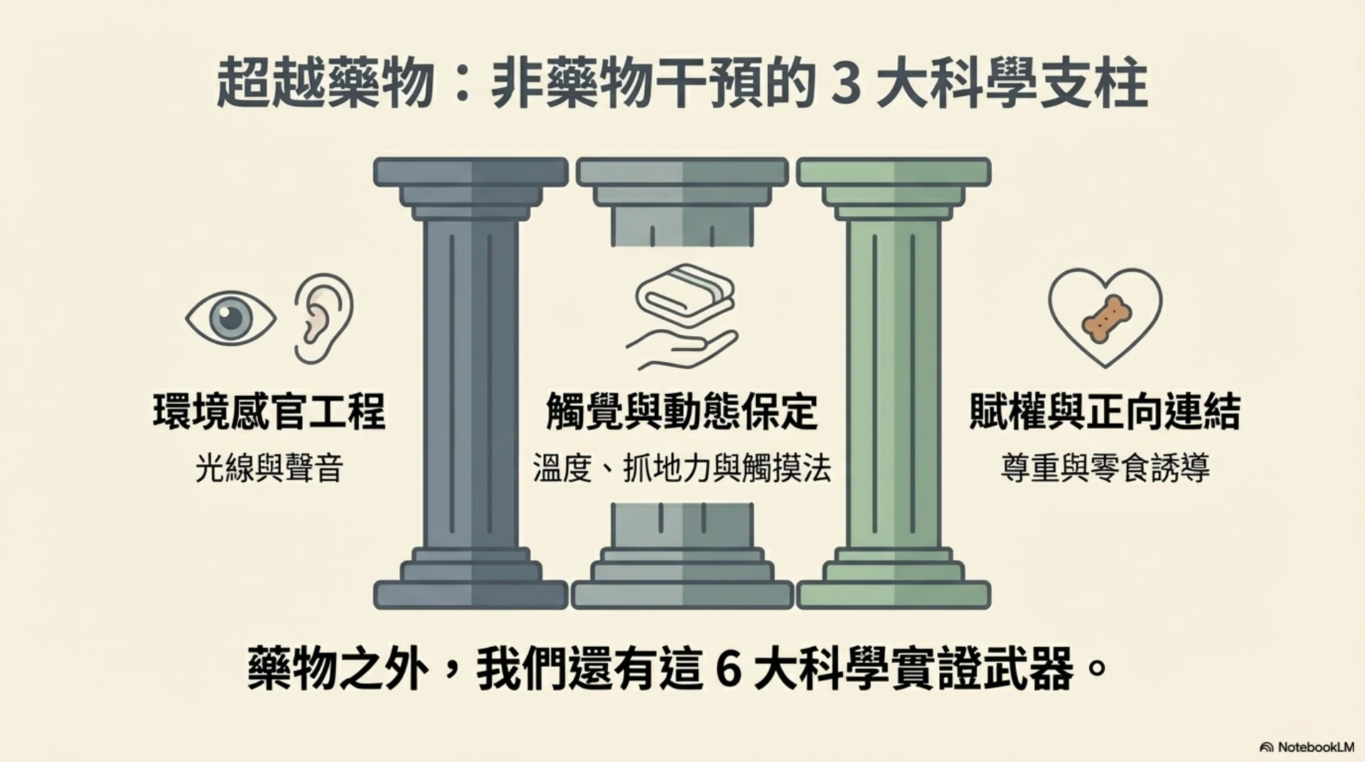 Fear Free 貓友善照護第 4 頁：非藥物干預的三項支柱