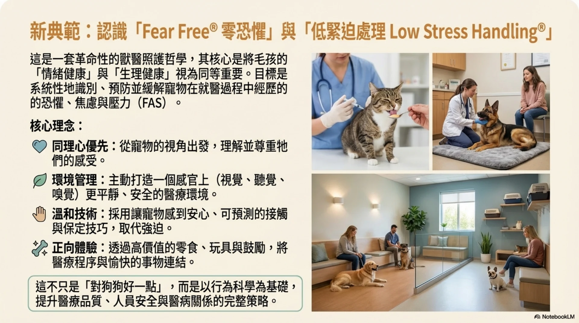 寵物低壓力就醫指南第 4 頁：Fear Free 與 Low Stress Handling 原則