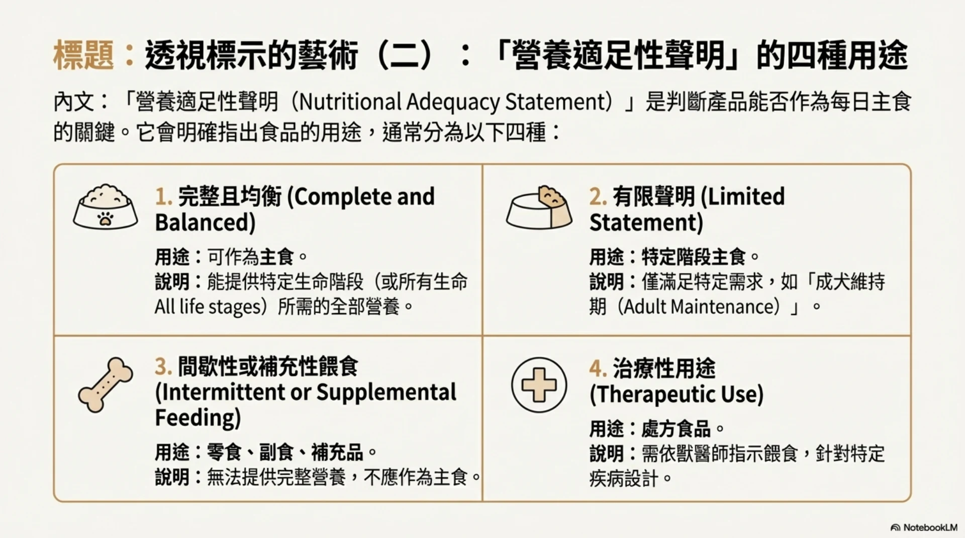 寵物食品標示解密第 10 頁：營養適足性聲明的四種用途