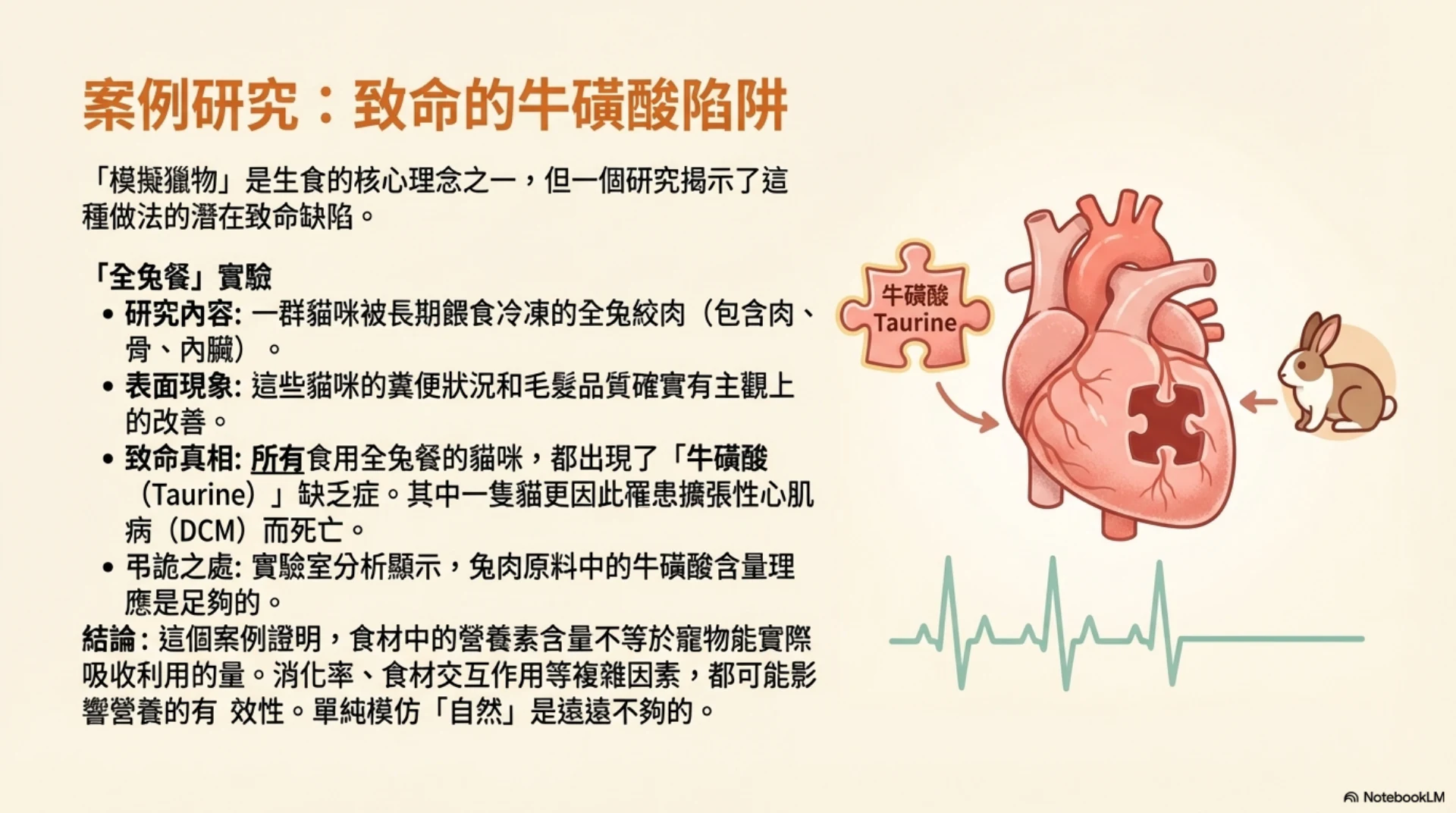 寵物生食的迷思與真相第 10 頁：全兔生食與牛磺酸缺乏案例