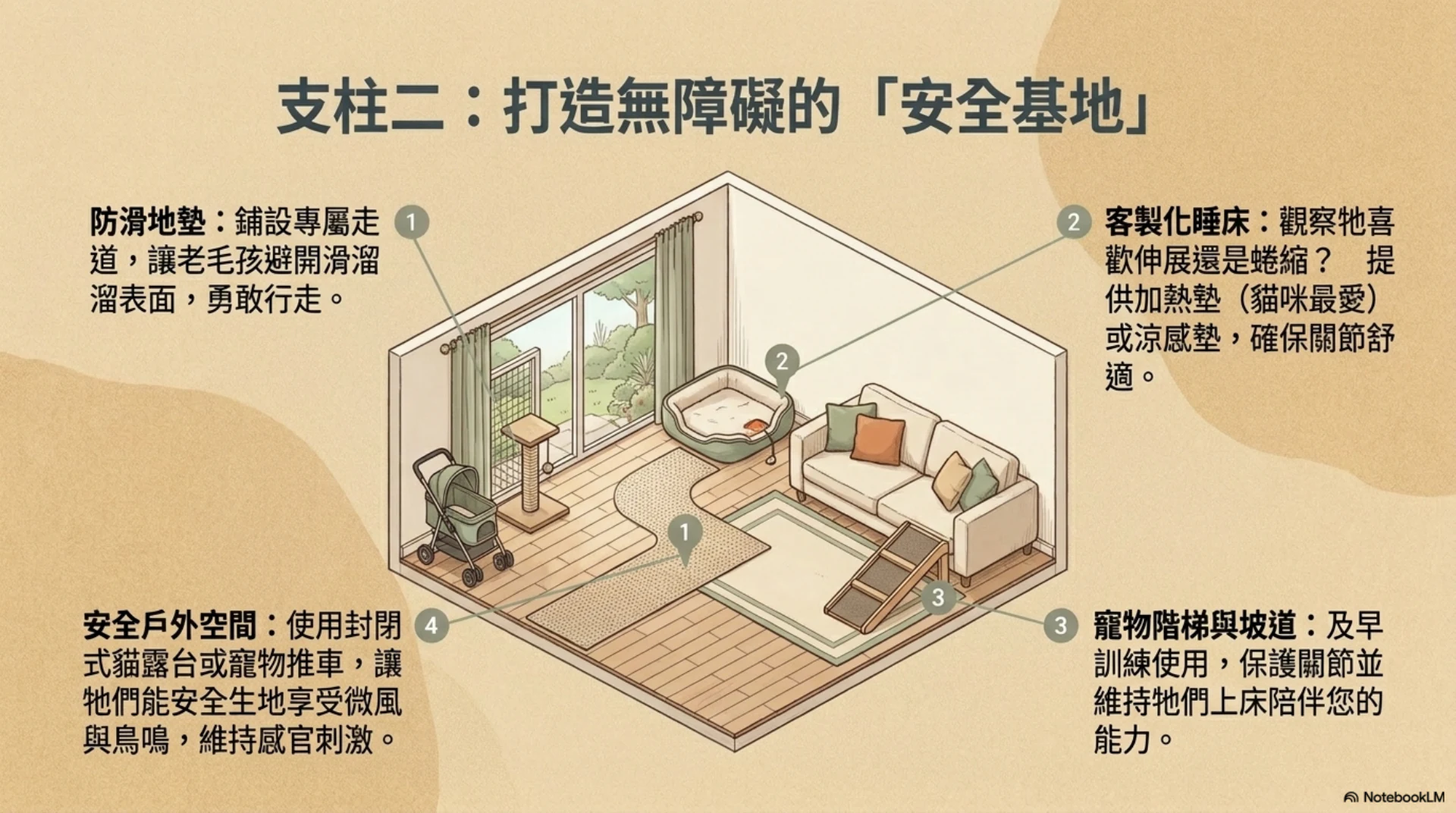 高齡犬貓認知照護第 10 頁：安全居家環境調整
