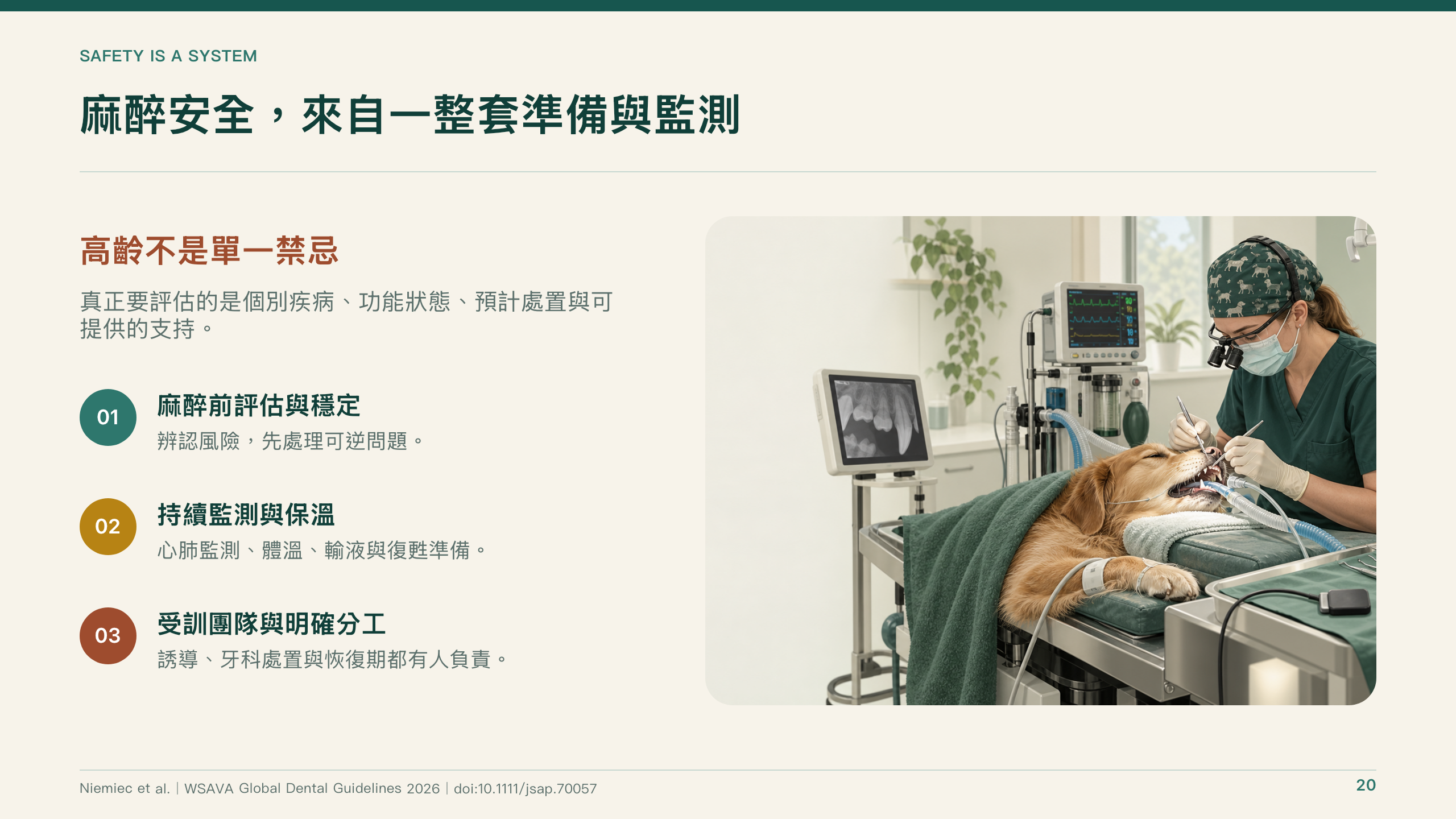 犬貓口腔健康指引導讀第 20 頁：麻醉安全的準備與監測